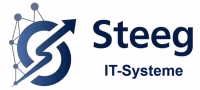 Offizielles Firmenlogo von Steeg IT-Systeme mit dem blauen Icon und dem Schriftzug für professionelle IT-Dienstleistungen.